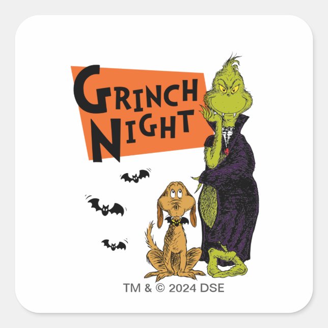 Dr. Seuss | Hallowen Grinch Night Graphic Square Sticker (Front)