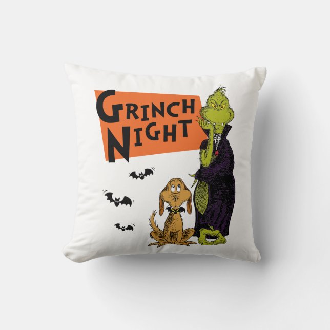 Dr. Seuss | Hallowen Grinch Night Graphic Throw Pillow (Front)