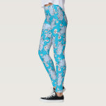 Dr. Seuss Horton Hears a Who Leggings<br><div class="desc">This pattern design features characters from the classic Dr. Seuss story, Horton Hears a Who!. Multiple illustrations of Horton the elephant are scattered across a solid cyan blue background. He is depicted alongside numerous white and pink daisies. The style utilizes the signature sketchy, hand-drawn lines associated with Dr. Seuss illustrations....</div>