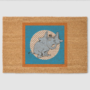 Dr. Seuss Horton Hears A Who Orange Polka Dots Fiber Doormat