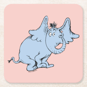 Dr. Seuss Horton Side Look Square Paper Coaster