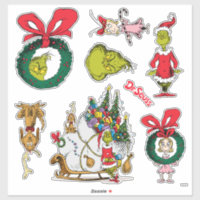 The Grinch Stickers x 5 - Grinch Dr Seuss Stickers - Birthday