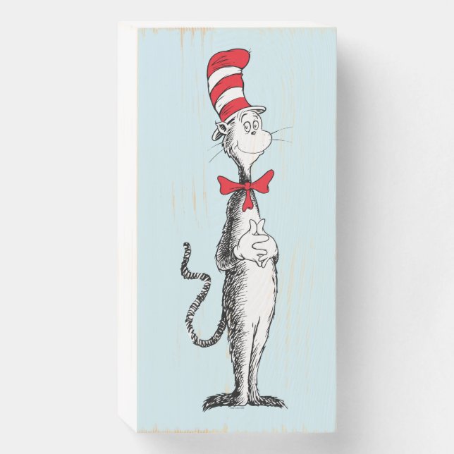 Dr. Seuss I Cat in the Hat Standing Tall Wooden Box Sign (Front Vertical)