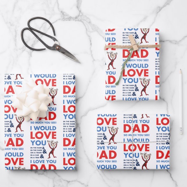 Dr. Seuss | I Love You Dad So Much You See Wrapping Paper Sheets (Front)