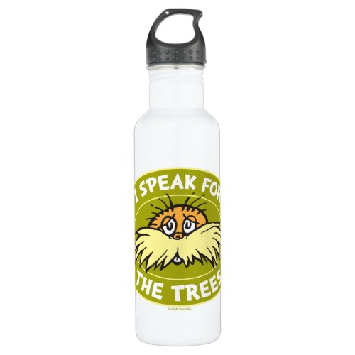 Dr Seuss  I Speak for the Trees Lorax Badge Stainless Steel Water Bottle