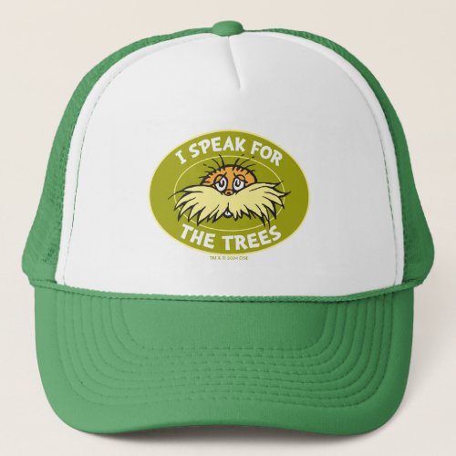 Dr Seuss  I Speak for the Trees Lorax Badge Trucker Hat