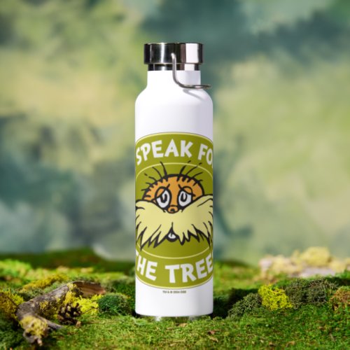 Dr Seuss  I Speak for the Trees Lorax Badge Water Bottle