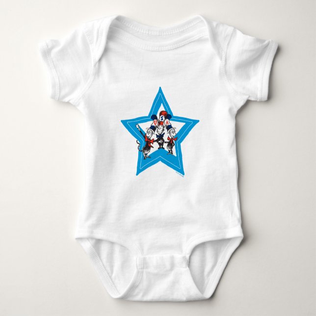 Dr. Seuss | Little Cats USA Hats Graphic Baby Bodysuit (Front)
