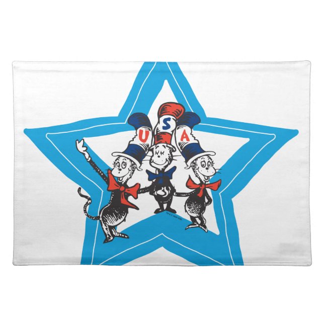 Dr. Seuss | Little Cats USA Hats Graphic Cloth Placemat (Front)
