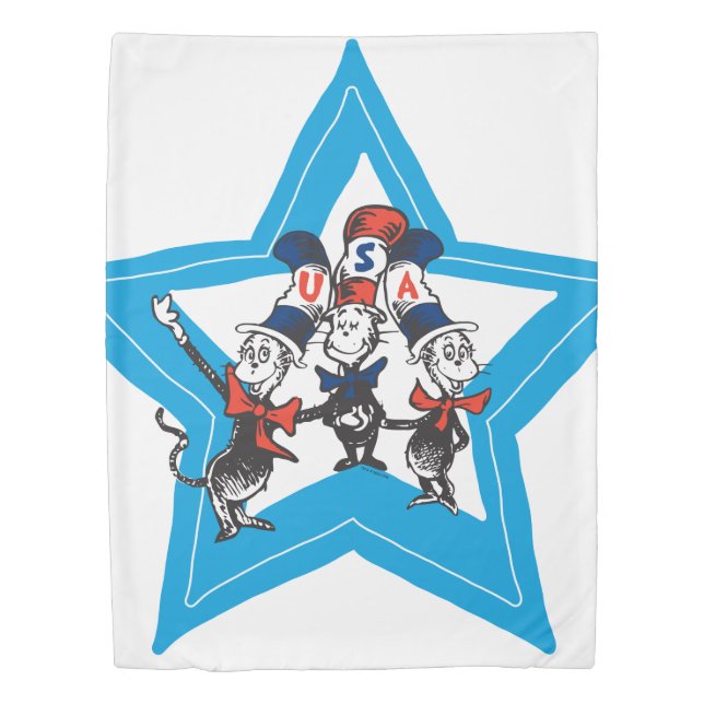 Dr. Seuss | Little Cats USA Hats Graphic Duvet Cover (Front)