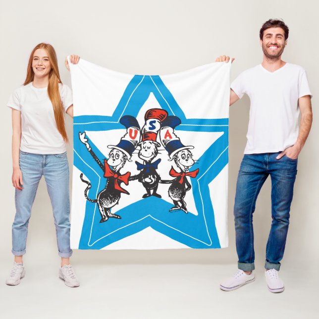 Dr. Seuss | Little Cats USA Hats Graphic Fleece Blanket (In Situ)