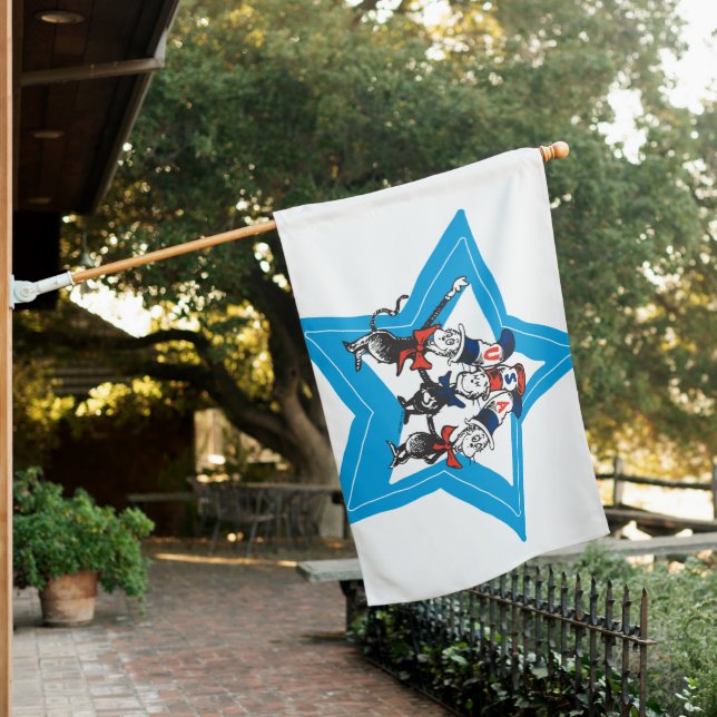 Dr. Seuss | Little Cats USA Hats Graphic House Flag (In SItu)