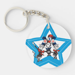 Dr. Seuss Little Cats USA Hats Graphic Keychain