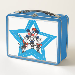 Dr. Seuss Little Cats USA Hats Graphic Metal Lunch Box