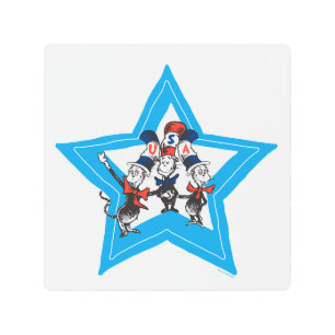 Dr. Seuss Little Cats USA Hats Graphic Metal Print