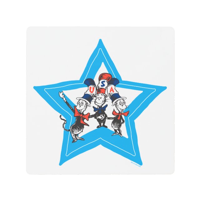 Dr. Seuss | Little Cats USA Hats Graphic Metal Print (Front)