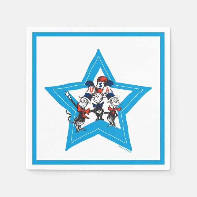 Dr. Seuss | Little Cats USA Hats Graphic Napkins (Front)