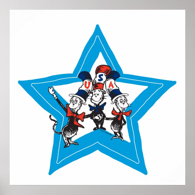 Dr. Seuss | Little Cats USA Hats Graphic Poster (Front)