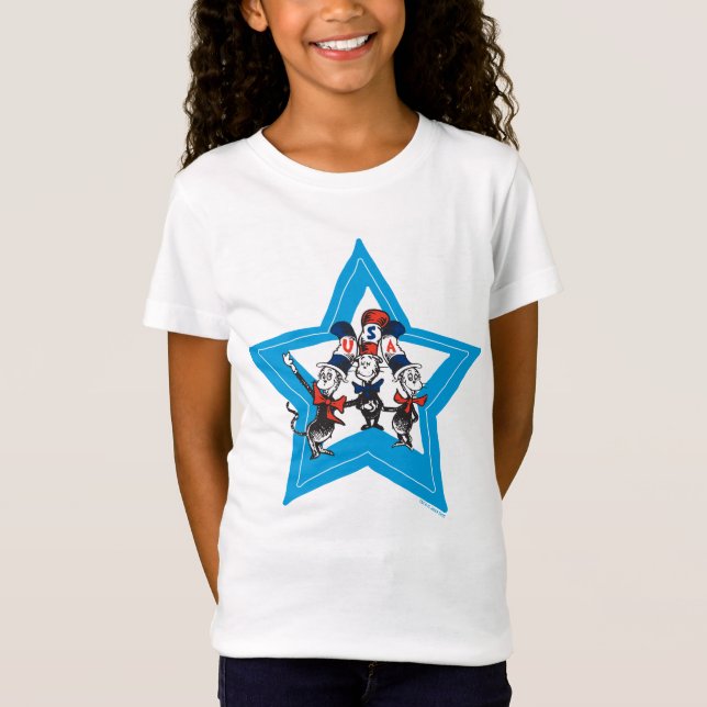 Dr. Seuss | Little Cats USA Hats Graphic T-Shirt (Front)
