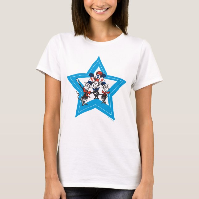 Dr. Seuss | Little Cats USA Hats Graphic T-Shirt (Front)