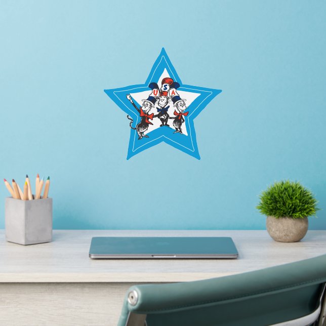 Dr. Seuss | Little Cats USA Hats Graphic Wall Decal (Home Office 2)