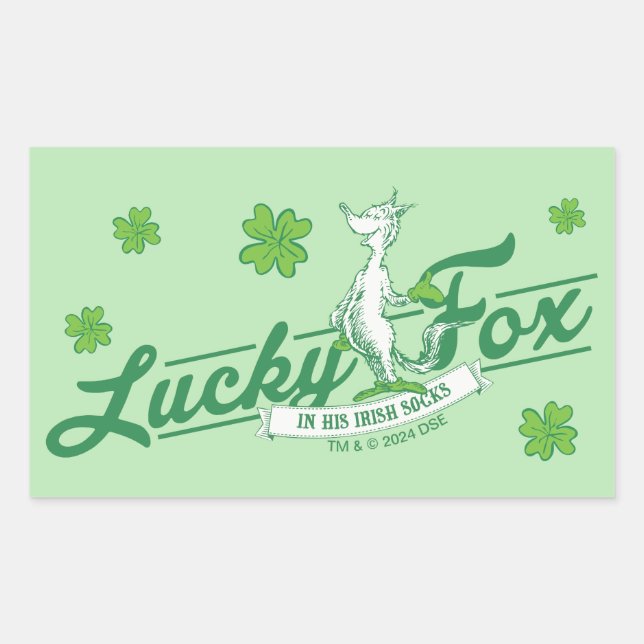 Dr. Seuss | Lucky Fox In His Irish Socks Rectangular Sticker (Front)