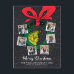 Dr. Seuss | Merry Christmas Family Photo Holiday Postcard<br><div class="desc">He tried to sneak in! This hilarious photo holiday card features a stylish chalkboard background with a big green Christmas wreath and a large red bow. The best part? The Grinch's unmistakable green face is caught hilariously peeking out from the center of the wreath! Six small photo spots are arranged...</div>