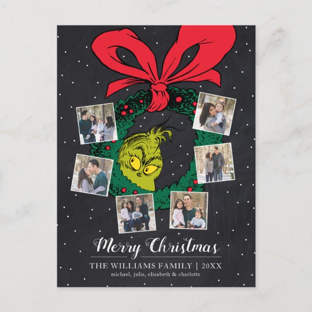 Dr. Seuss | Merry Christmas Family Photo Holiday Postcard (Front)
