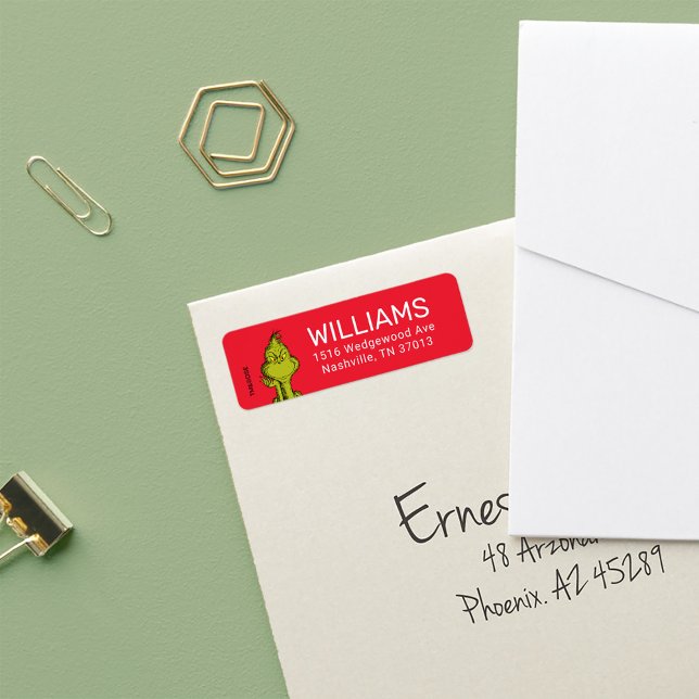 Dr. Seuss | Merry Grinchmas Grinch Holiday Lab Label (Label on envelope)