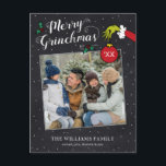 Dr. Seuss | Merry Grinchmas Holiday Postcard<br><div class="desc">Watch out! Even your beautiful family photo can't escape the holiday mischief! This fun postcard uses a stylish chalkboard background and features a large space for your custom family portrait. Up top, "Merry Grinchmas" is written in festive script, and the Grinch's fuzzy green hand sneaks in to dangle a personalized...</div>
