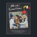 Dr. Seuss | Merry Grinchmas Holiday Postcard<br><div class="desc">Watch out! Even your beautiful family photo can't escape the holiday mischief! This fun postcard uses a stylish chalkboard background and features a large space for your custom family portrait. Up top, "Merry Grinchmas" is written in festive script, and the Grinch's fuzzy green hand sneaks in to dangle a personalized...</div>