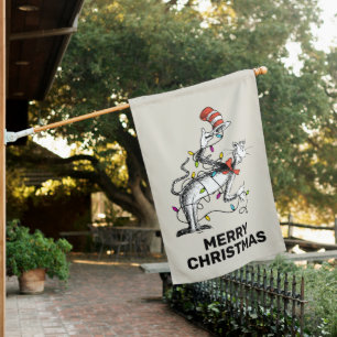 Dr. Seuss Mischievous Cat in the Hat House Flag