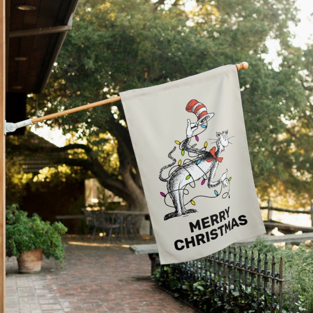 Dr. Seuss | Mischievous Cat in the Hat House Flag (In SItu)