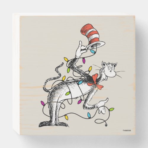 Dr Seuss  Mischievous Cat in the Hat Wooden Box Sign