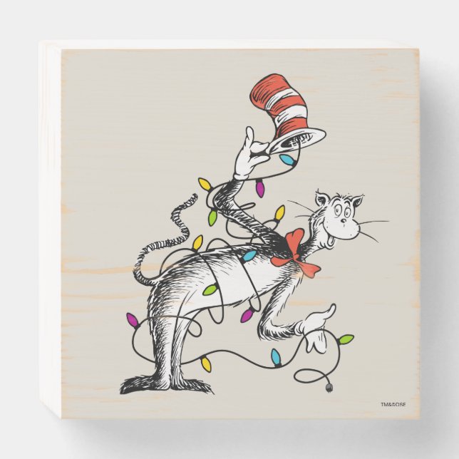 Dr. Seuss | Mischievous Cat in the Hat Wooden Box Sign (Front Horizontal)