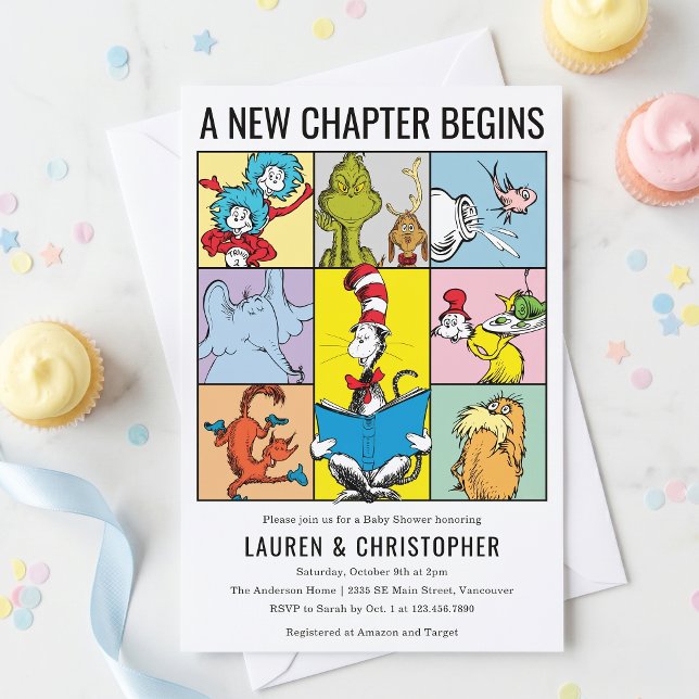 Dr. Seuss New Chapter Begins Collage Baby Shower Invitation (Creator Uploaded)