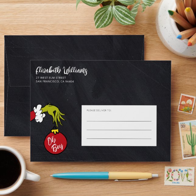 Dr. Seuss | Oh Boy Grinch Baby Shower Envelope (Desk)