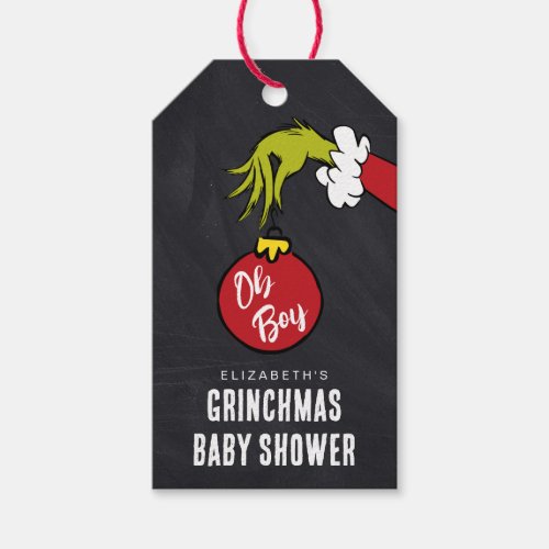 Dr Seuss  Oh Boy Grinch Baby Shower Favor Tag