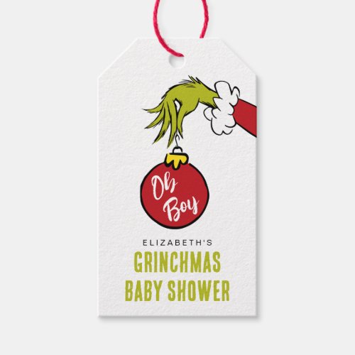 Dr Seuss  Oh Boy Grinch Baby Shower Favor Tag