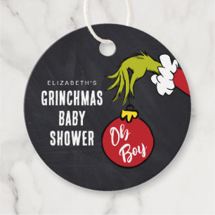 Dr. Seuss Oh Boy Grinch Baby Shower Favor Tags