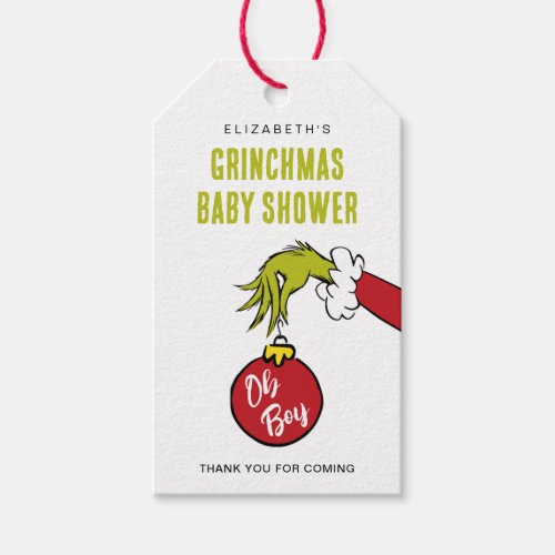 Dr Seuss  Oh Boy Grinch Baby Shower Gift Tags