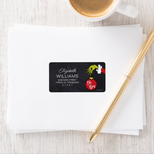 Dr. Seuss | Oh Boy Grinch Baby Shower Label (Insitu)