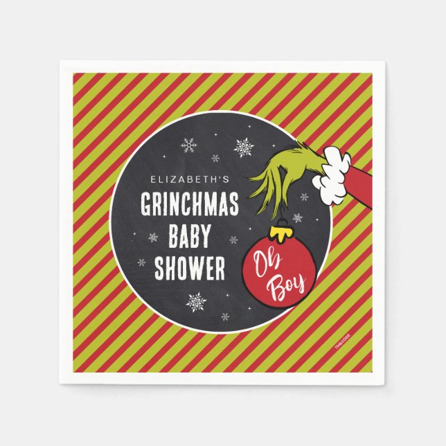 Dr. Seuss | Oh Boy Grinch Baby Shower Napkins (Front)
