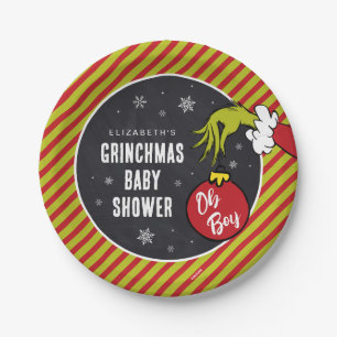 Dr. Seuss   Oh Boy Grinch Baby Shower Paper Plates