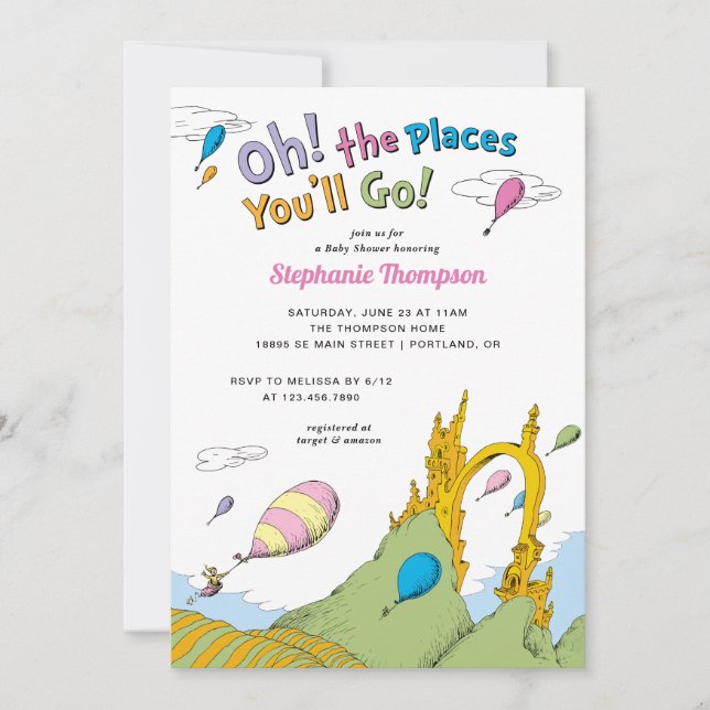 Seuss Oh, The Places You'll Go Baby Shower Invitation Zazzle