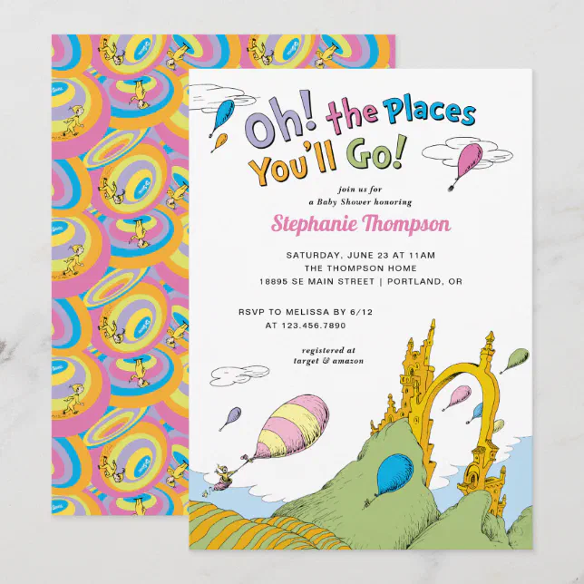 Seuss Oh, The Places You'll Go Baby Shower Invitation Zazzle