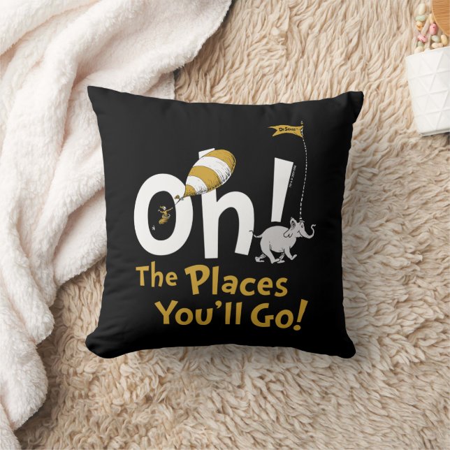 Dr. Seuss | Oh, The Places You'll Go! Retro Throw Pillow (Blanket)