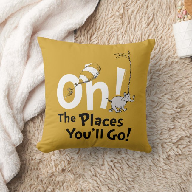 Dr. Seuss | Oh, The Places You'll Go! Retro Throw Pillow (Blanket)