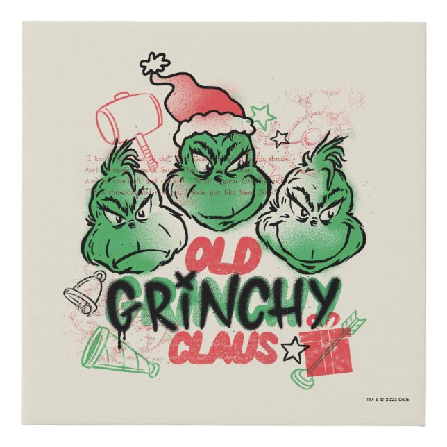 Dr. Seuss | Old Grinch Claus Faux Canvas Print (Front)