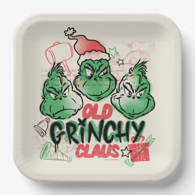 Dr. Seuss | Old Grinch Claus Paper Plates (Front)